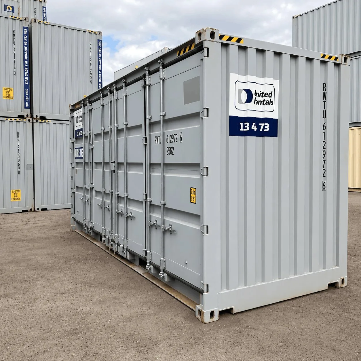 open side shipping container with full-length doors open