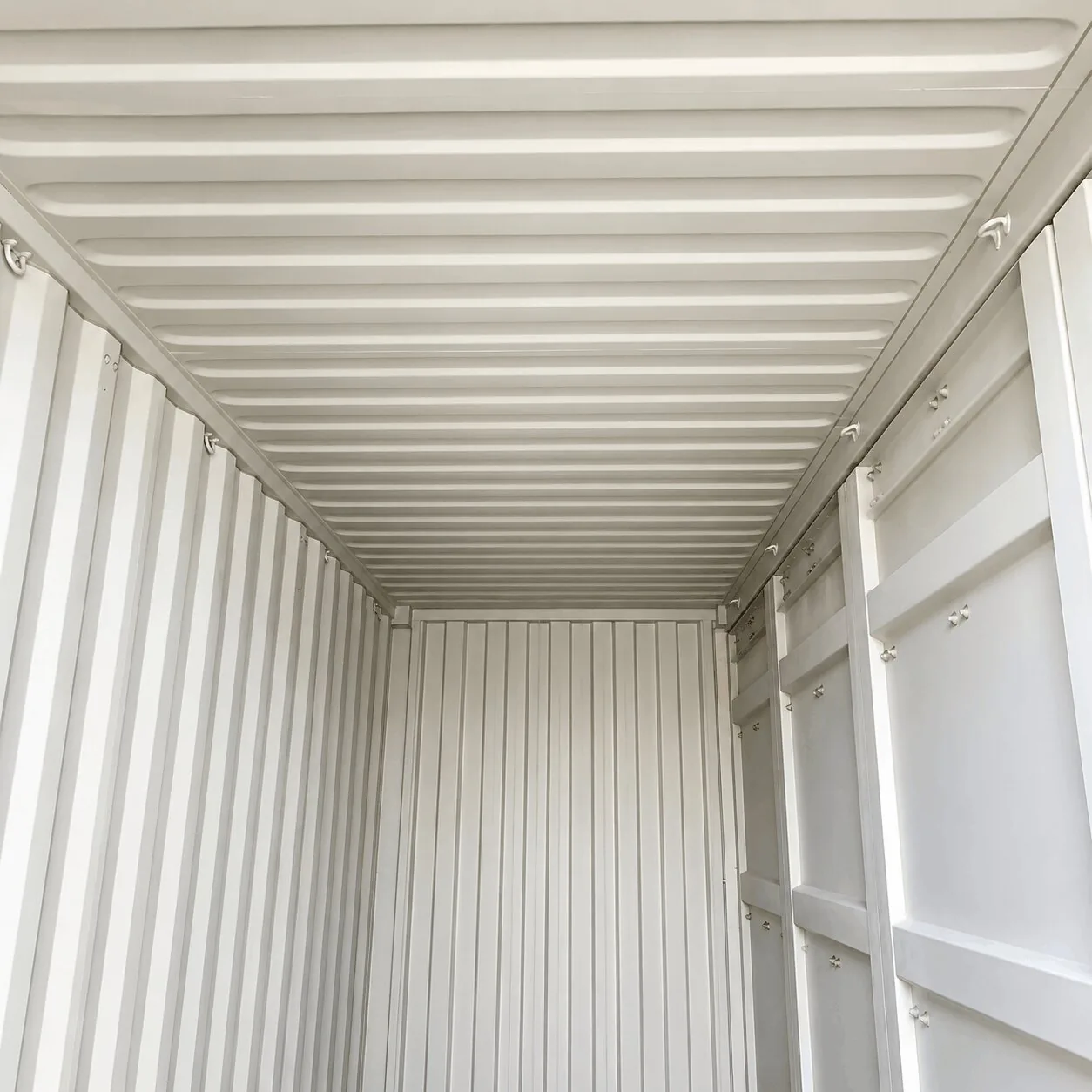 open side shipping container with full-length doors open