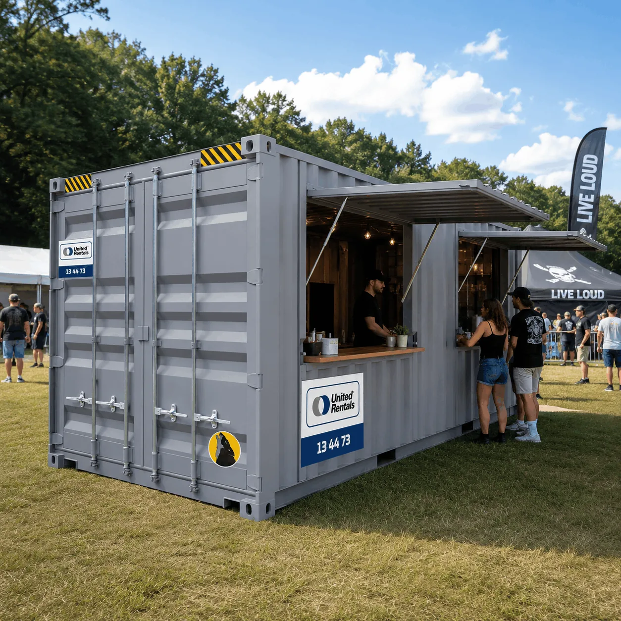 20ft event kiosk container with serving window and awning