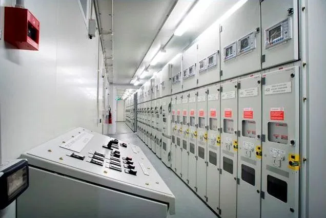Interior of a switchroom with electrical panels and switches