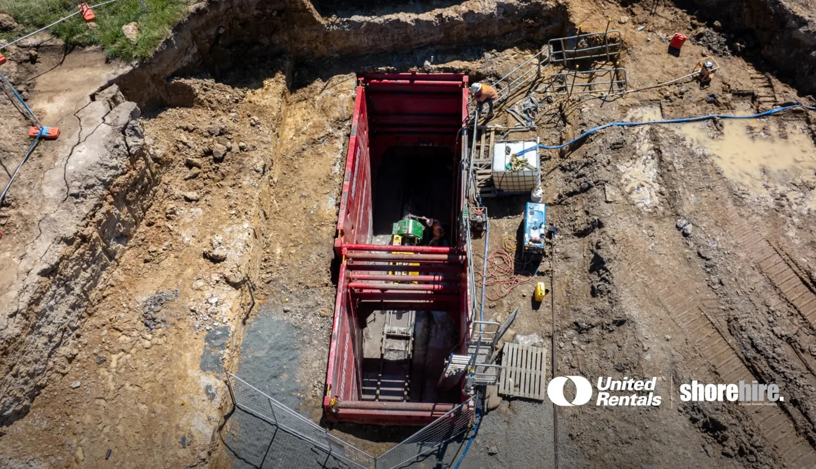 Launch and receive pits method used on an open excavation