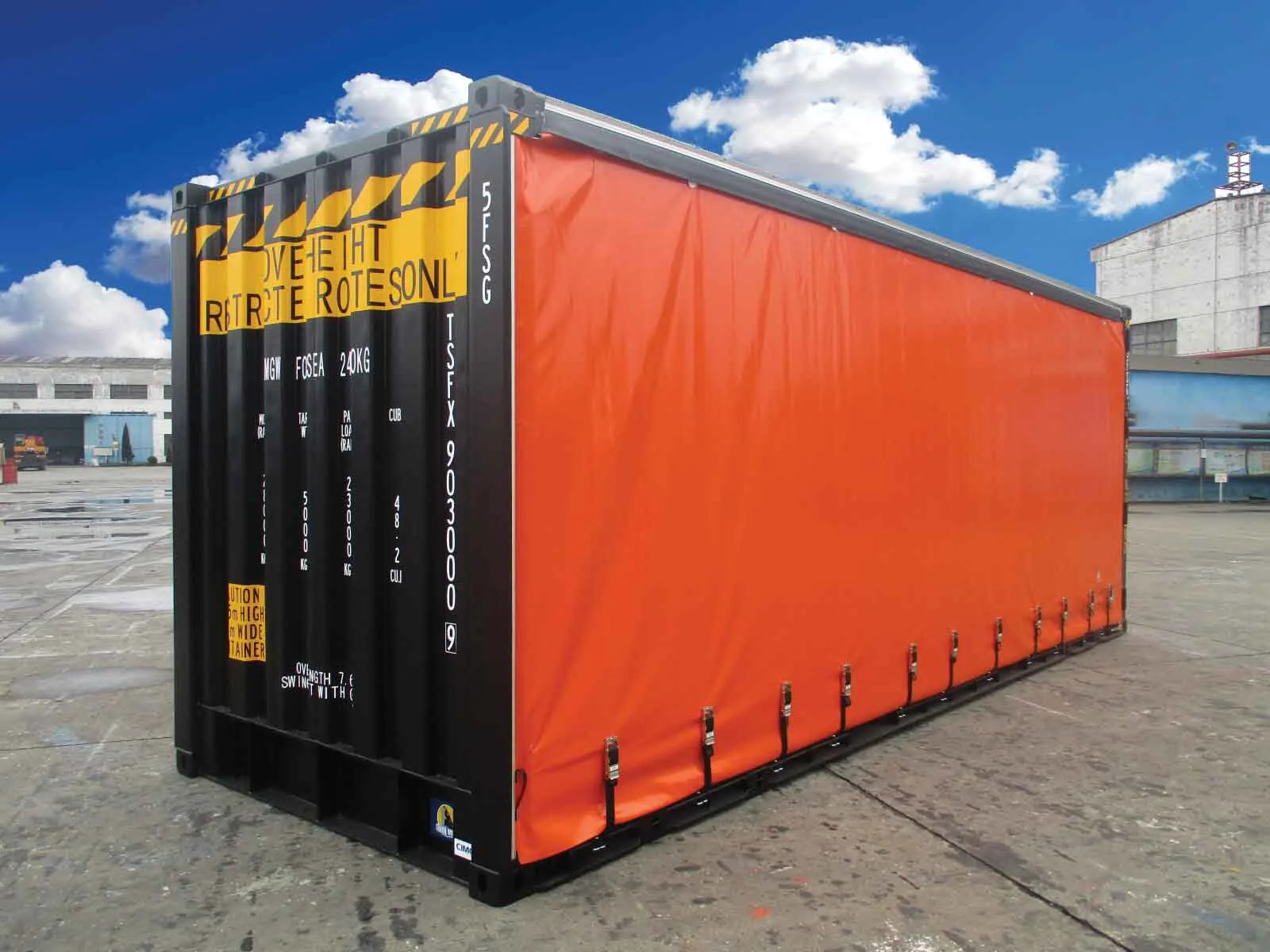 Curtain Sided Container on ground