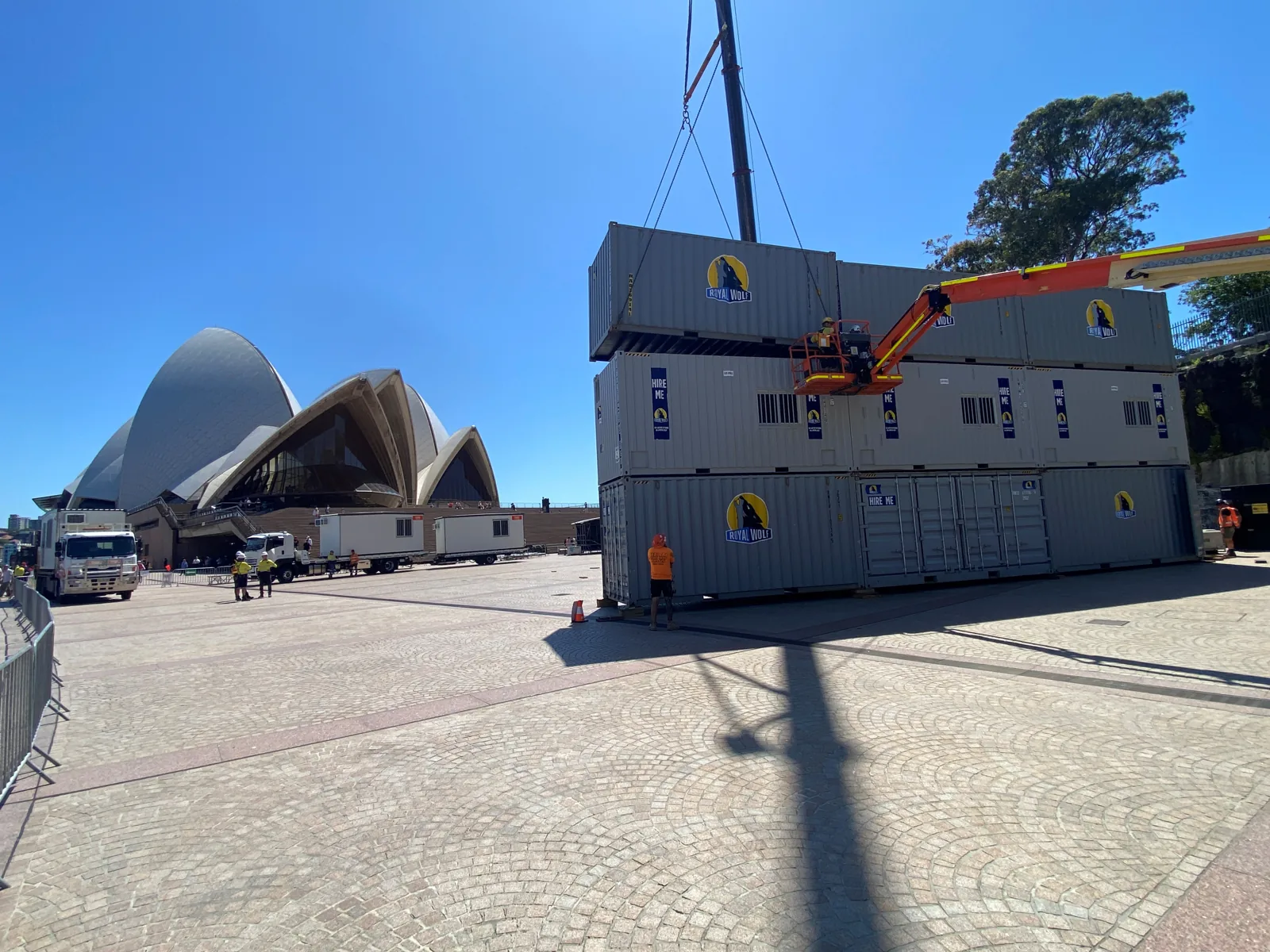 containers in front of opera house