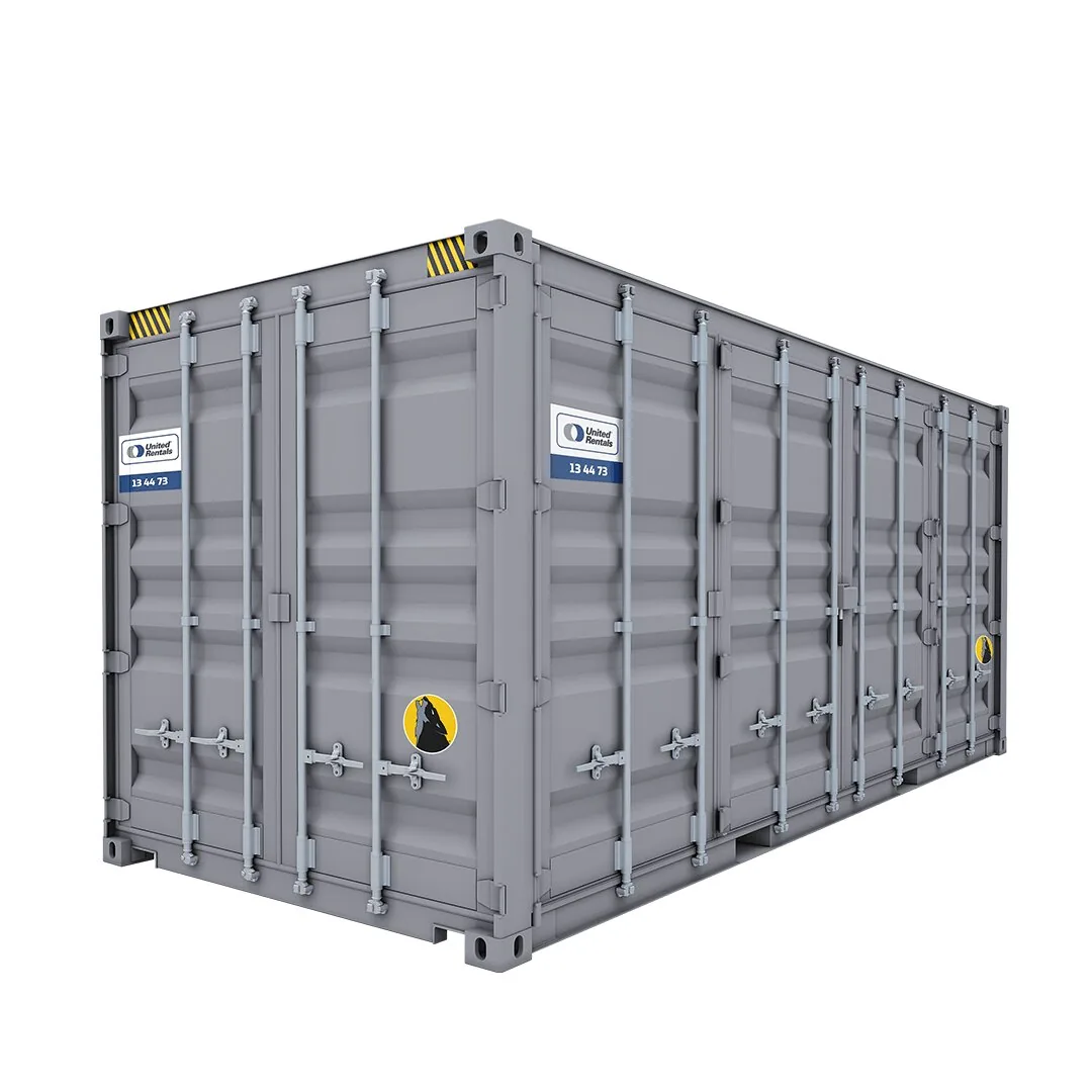 open side shipping container with full-length doors open