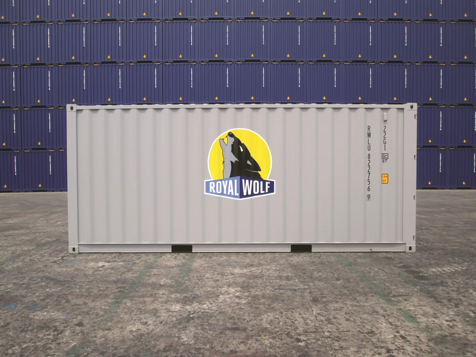 20ft container on concrete ground in shipping yard